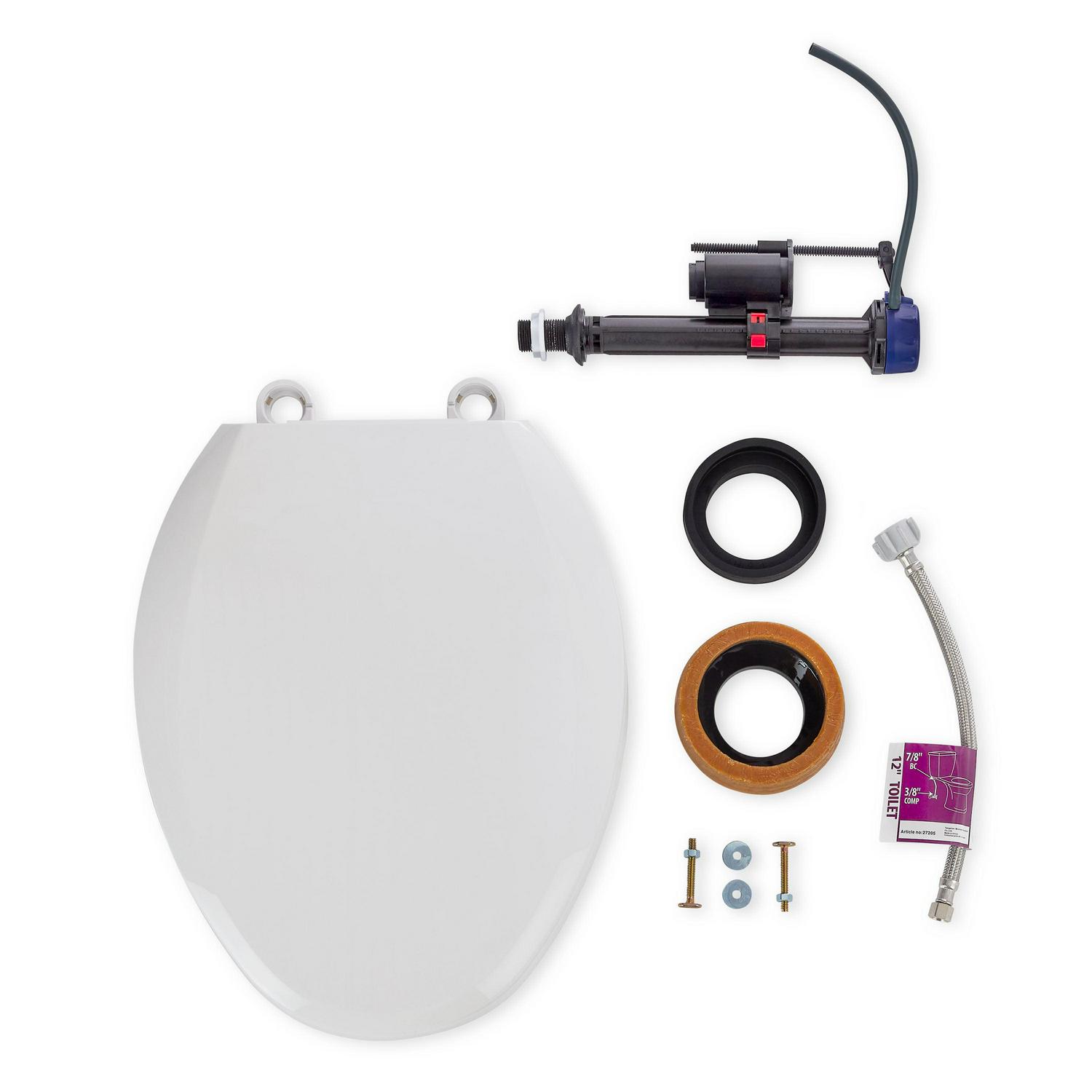 Mainstays Single Flush High Efficiency 2-Piece Elongated Ceramic Toilet with Seat - Image 3