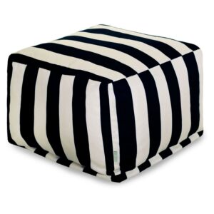 Black Vertical Stripe Large Ottoman