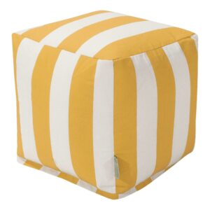 Majestic Home Goods Cube Pouf Vertical Stripe Yellow
