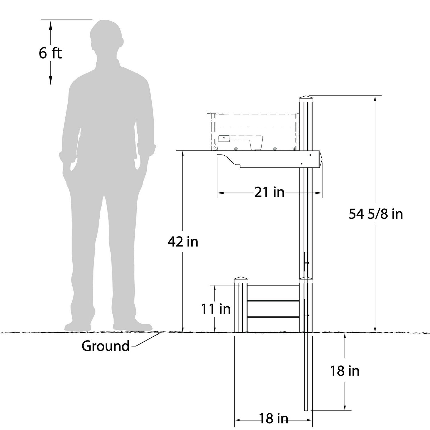 Majestic Mailbox Post with Planter and No-Dig Steel Pipe Anchor (54 5/8" H X 18" W X 19" L) - Image 3