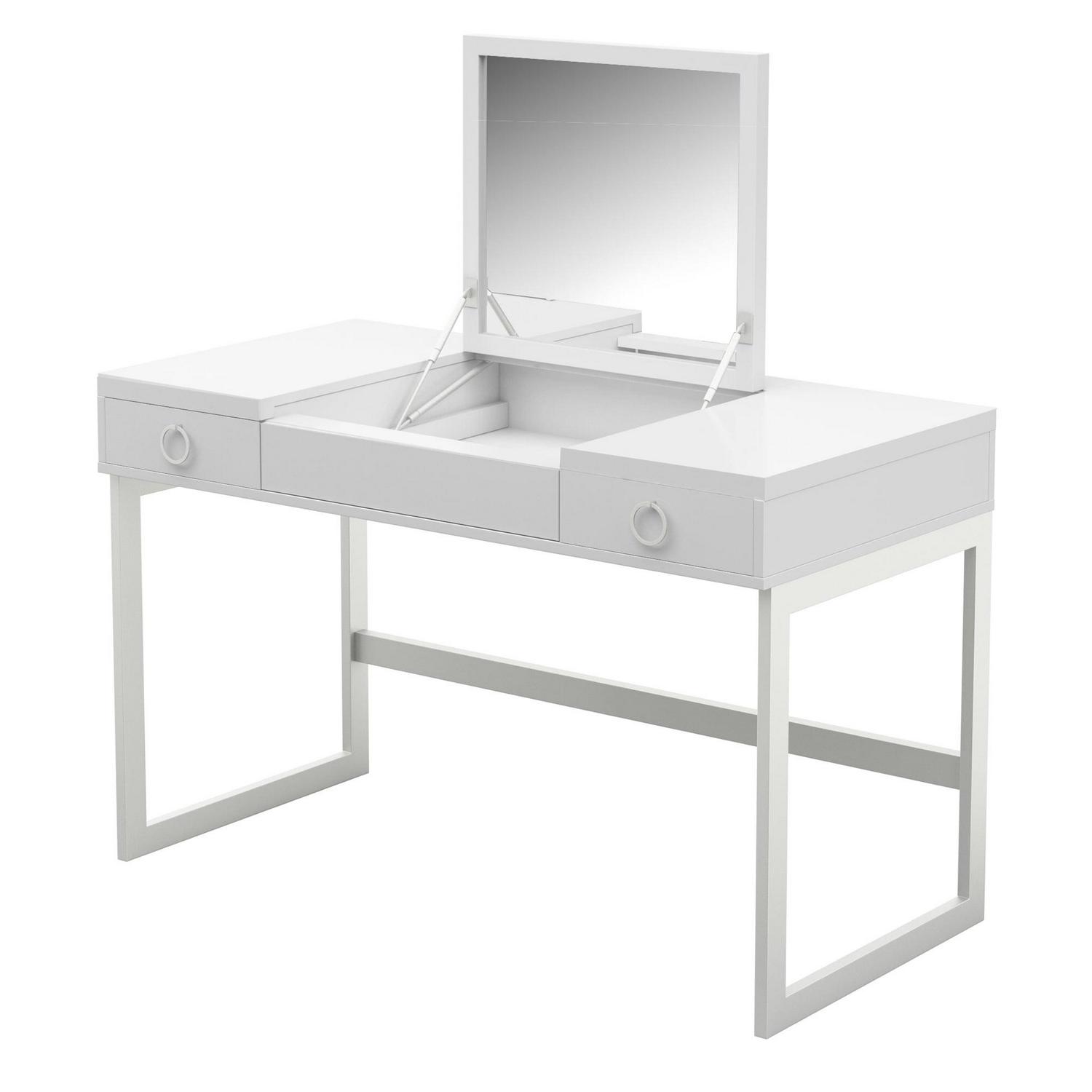 Makeup Vanity with Hideaway Mirror and Drawers in Fontana Blue - Image 10