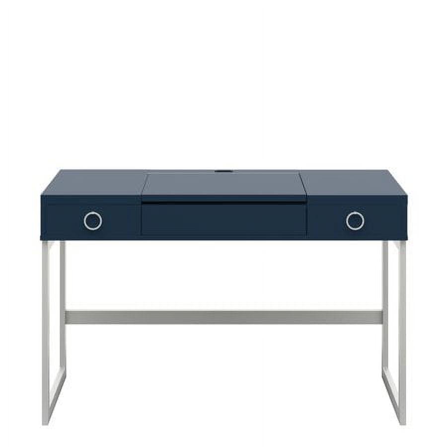 Makeup Vanity with Hideaway Mirror and Drawers in Fontana Blue - Image 4