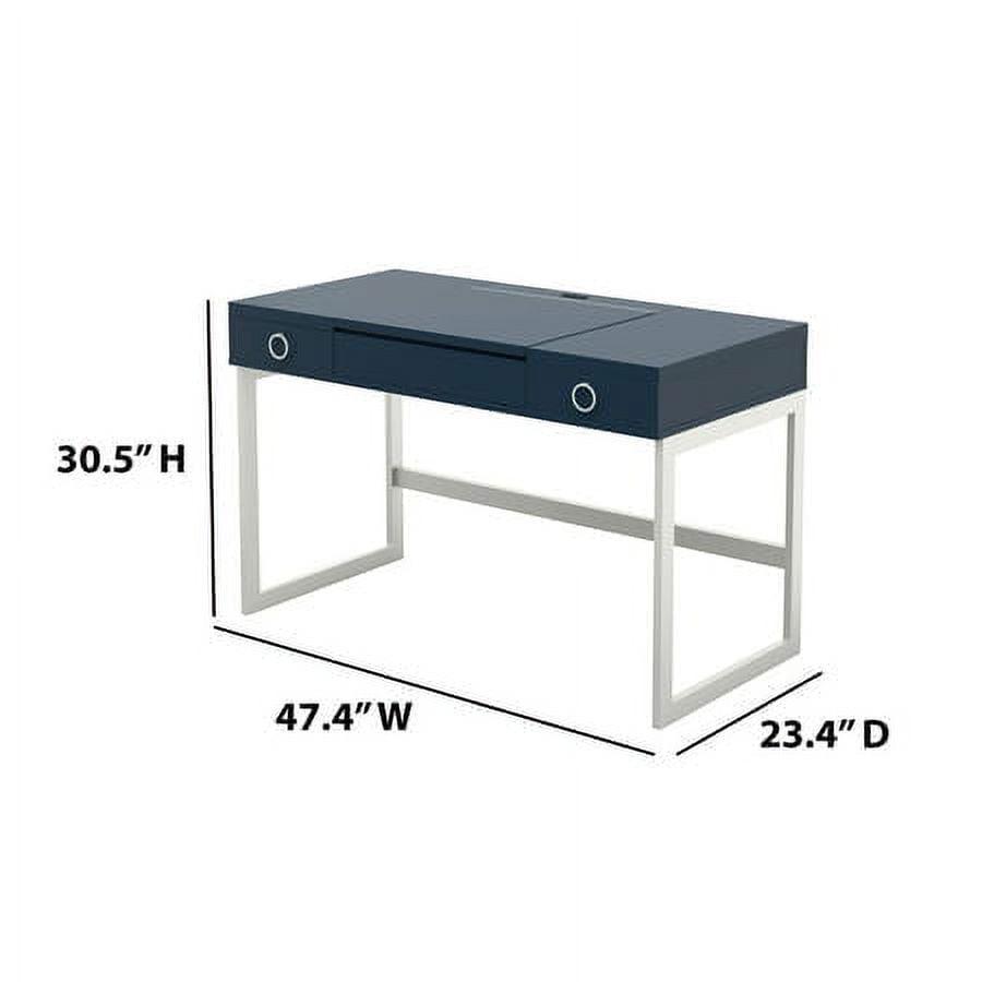 Makeup Vanity with Hideaway Mirror and Drawers in Fontana Blue - Image 9