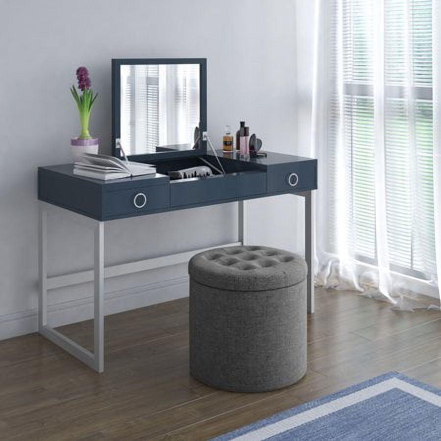 Makeup Vanity with Hideaway Mirror and Drawers in Fontana Blue - Image 7