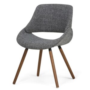 Simpli Home Malden Bentwood Dining Chair in Grey Woven Fabric