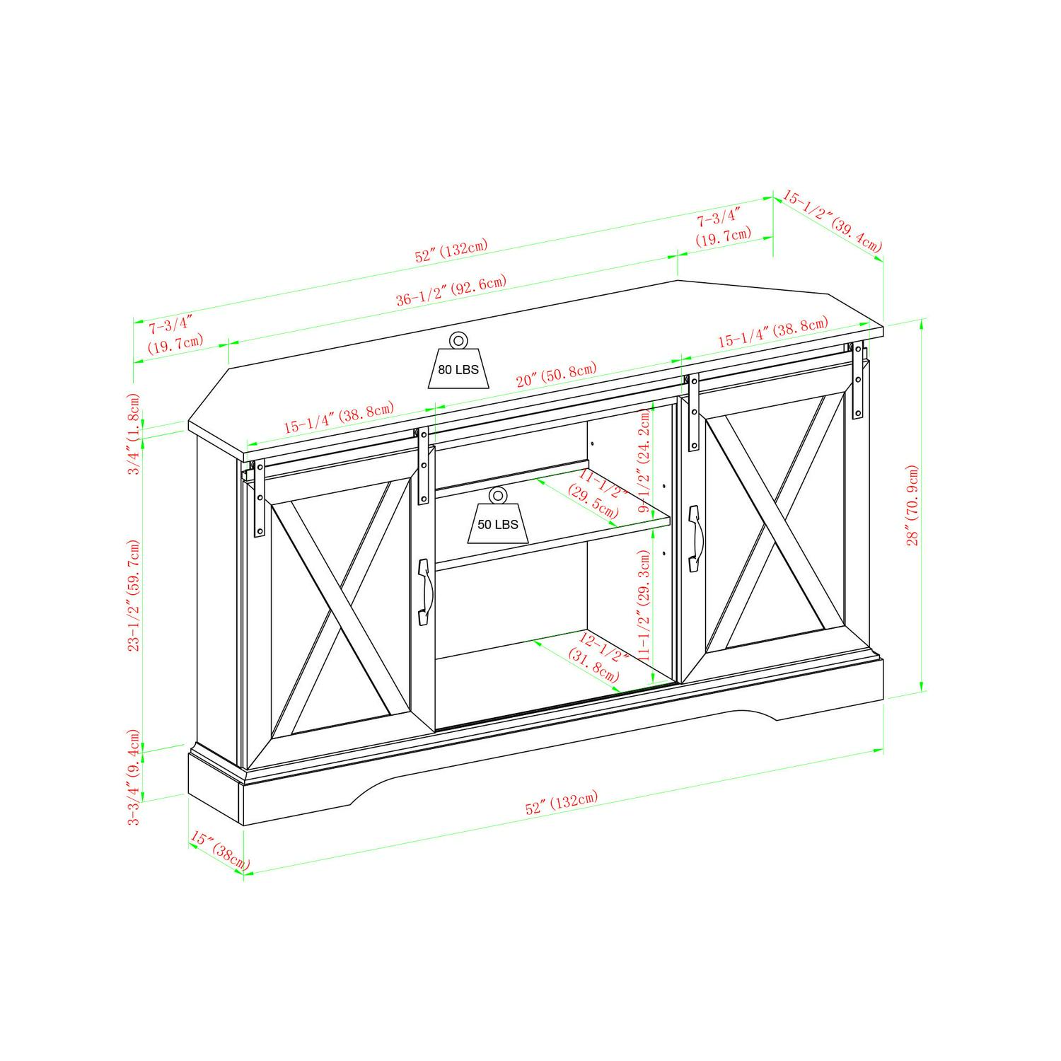 Walker Edison Modern Farmhouse Sliding Door Corner TV Stand, Rustic Oak/Solid White - Image 8