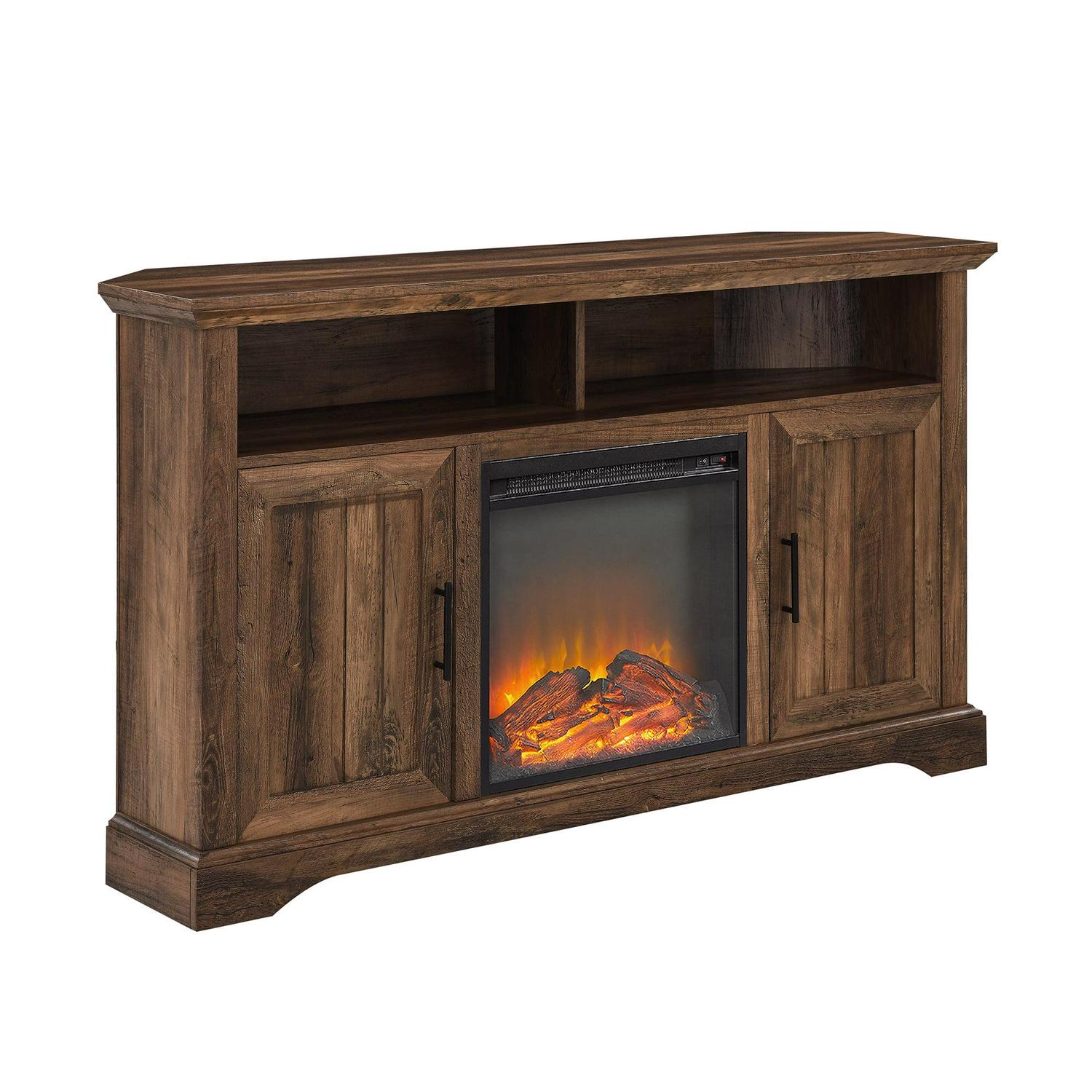 Walker Edison Coastal Corner Fireplace TV Stand for TVs up to 60", Rustic Oak - Image 4