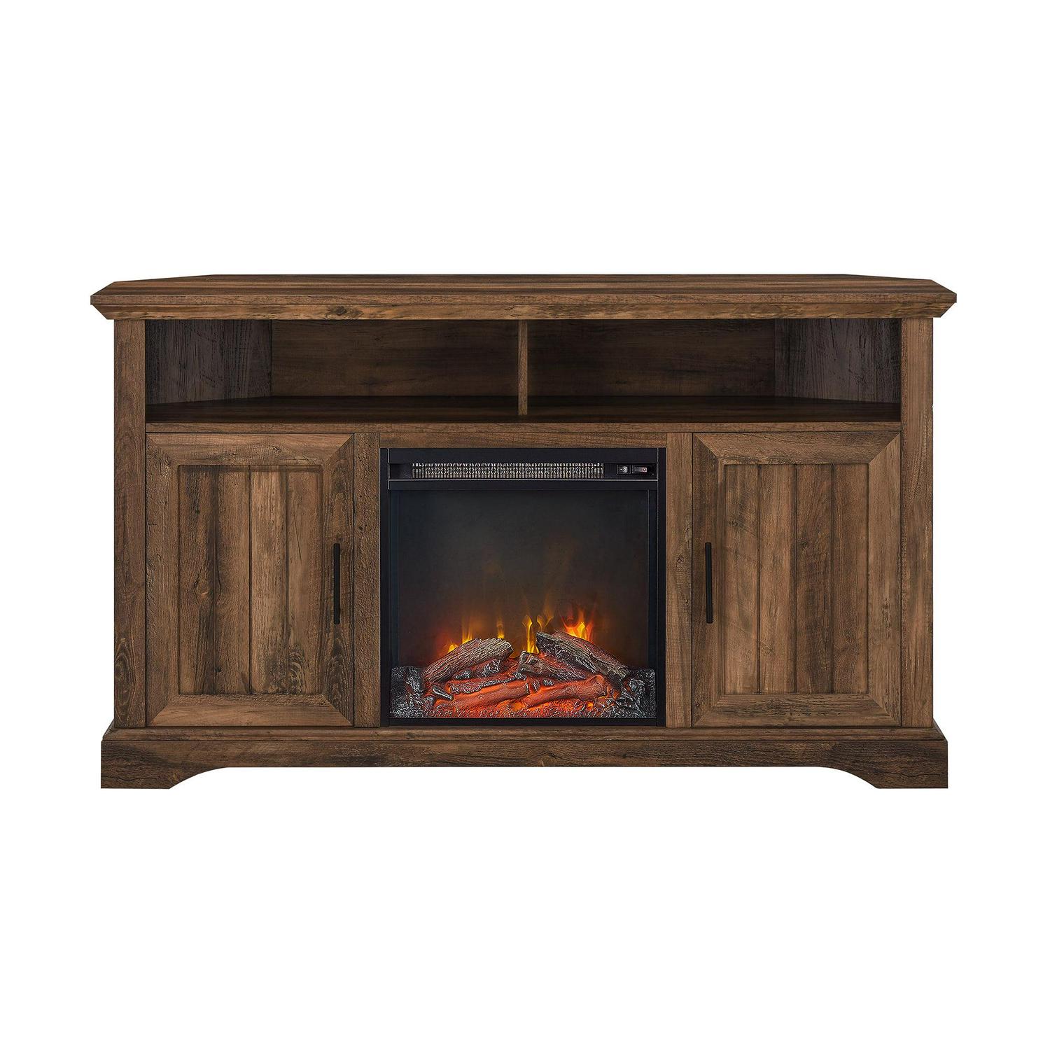 Walker Edison Coastal Corner Fireplace TV Stand for TVs up to 60", Rustic Oak - Image 5