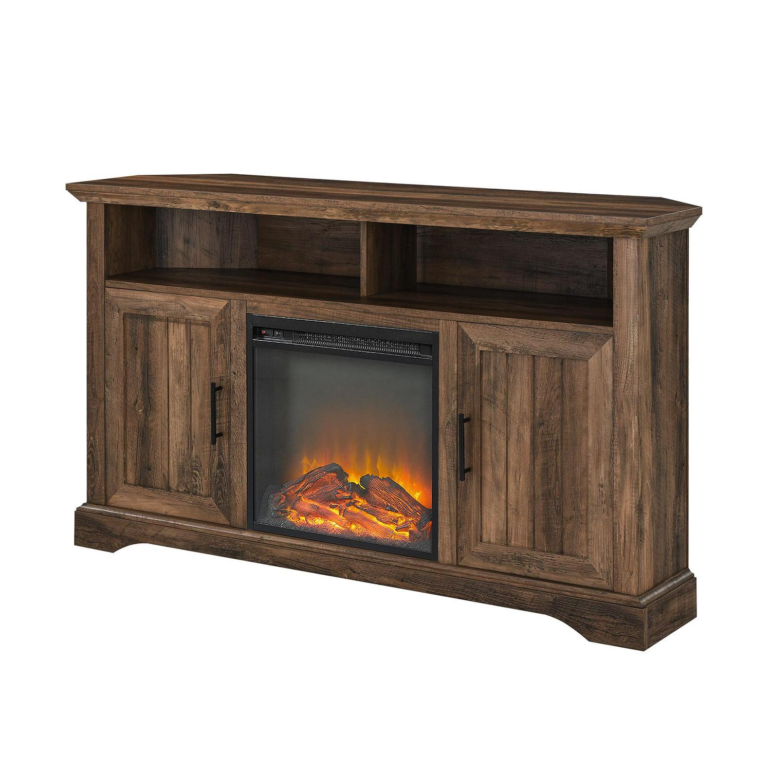 Walker Edison Coastal Corner Fireplace TV Stand for TVs up to 60", Rustic Oak - Image 6