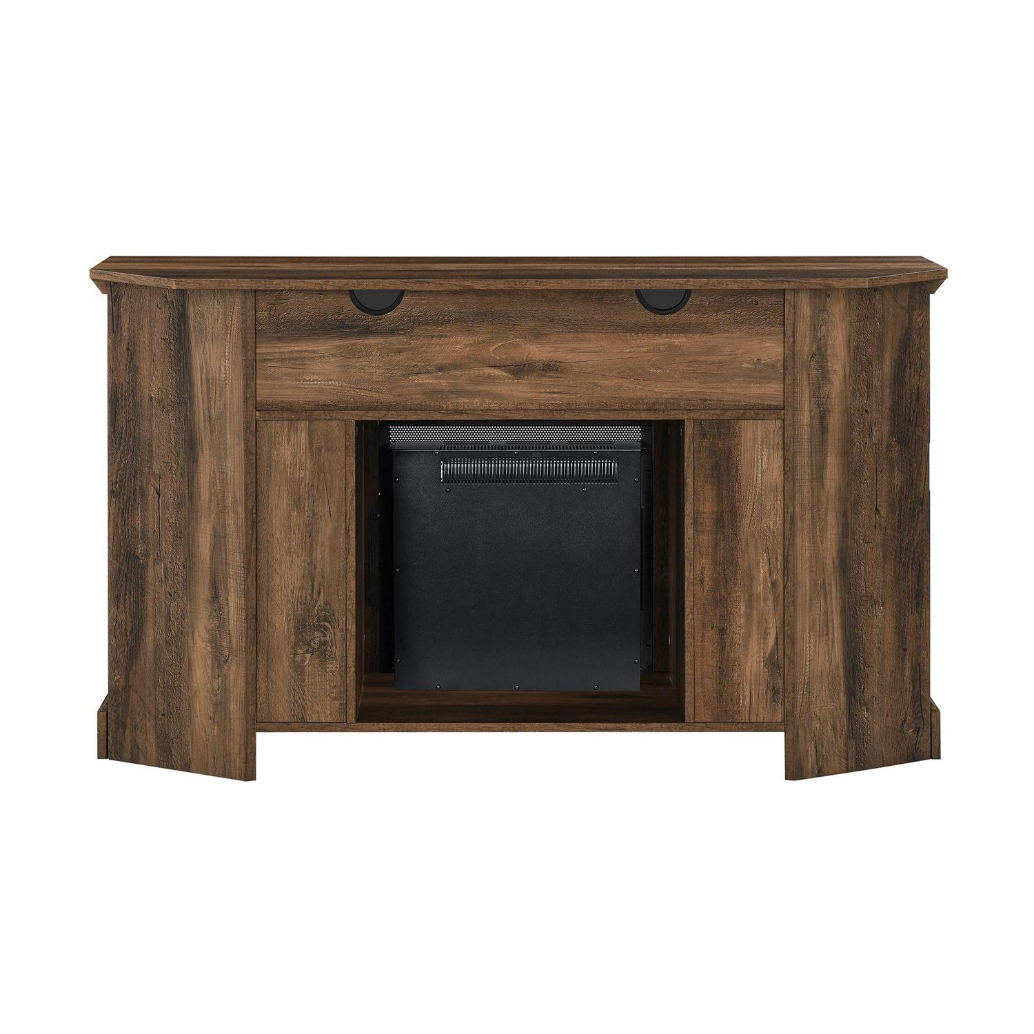 Walker Edison Coastal Corner Fireplace TV Stand for TVs up to 60", Rustic Oak - Image 7