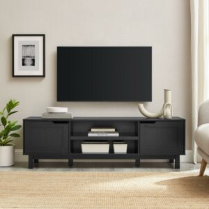 Walker Edison Contemporary 2-Door TV Stand for TVs up to 65”, Solid Black