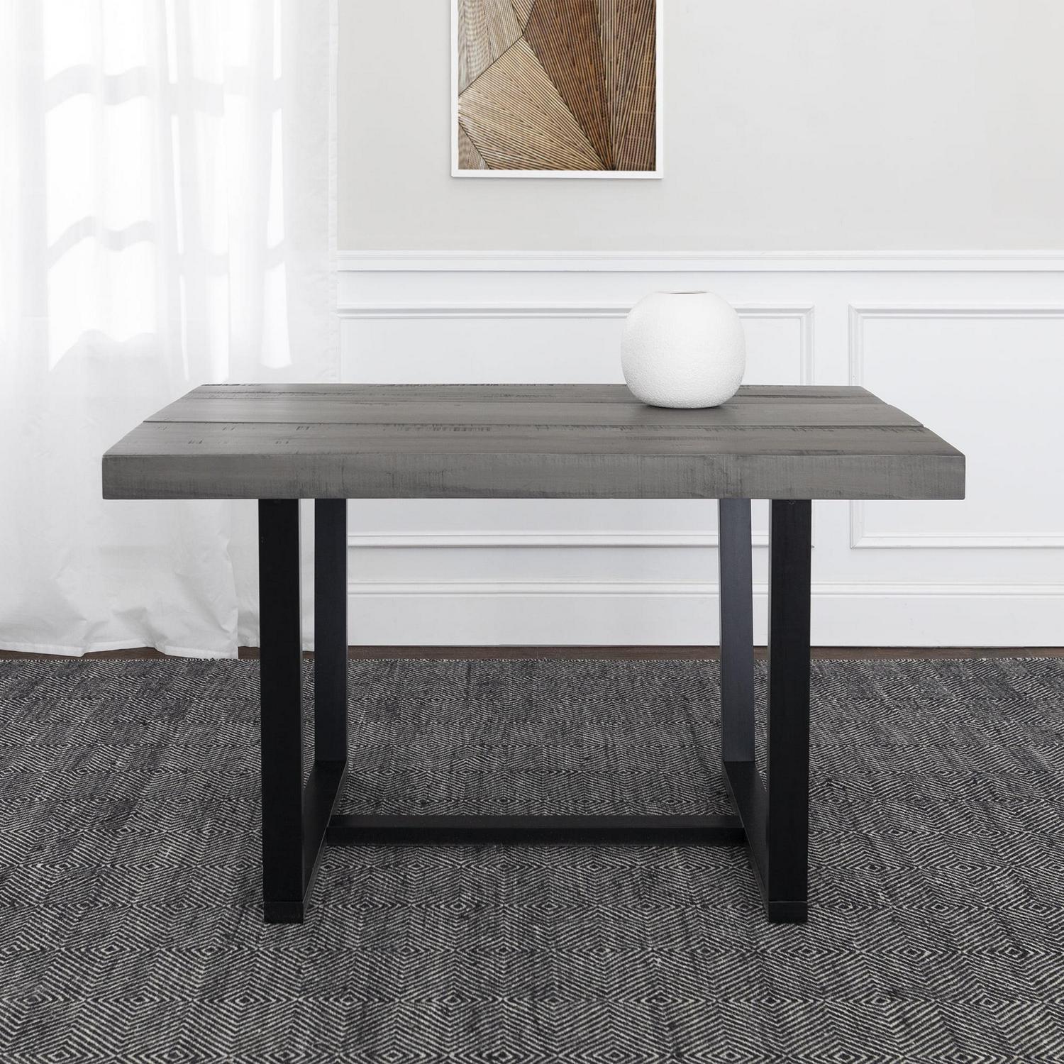 Walker Edison Rustic Distressed Solid Wood Dining Table, Grey