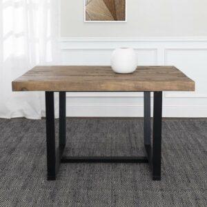 Walker Edison Rustic Distressed Solid Wood Dining Table, Rustic Oak