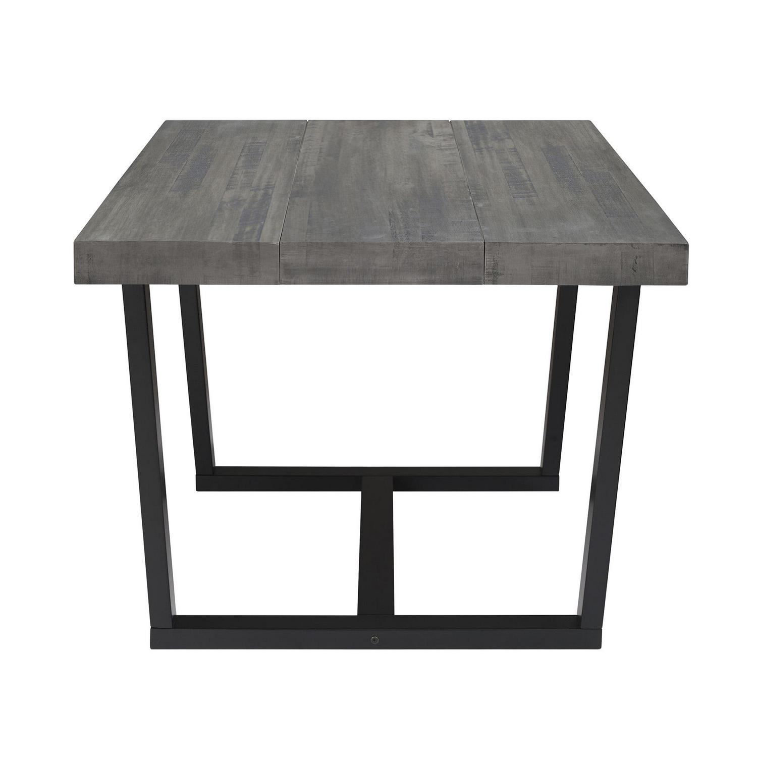 Walker Edison Rustic Distressed Solid Wood Dining Table, Grey - Image 4