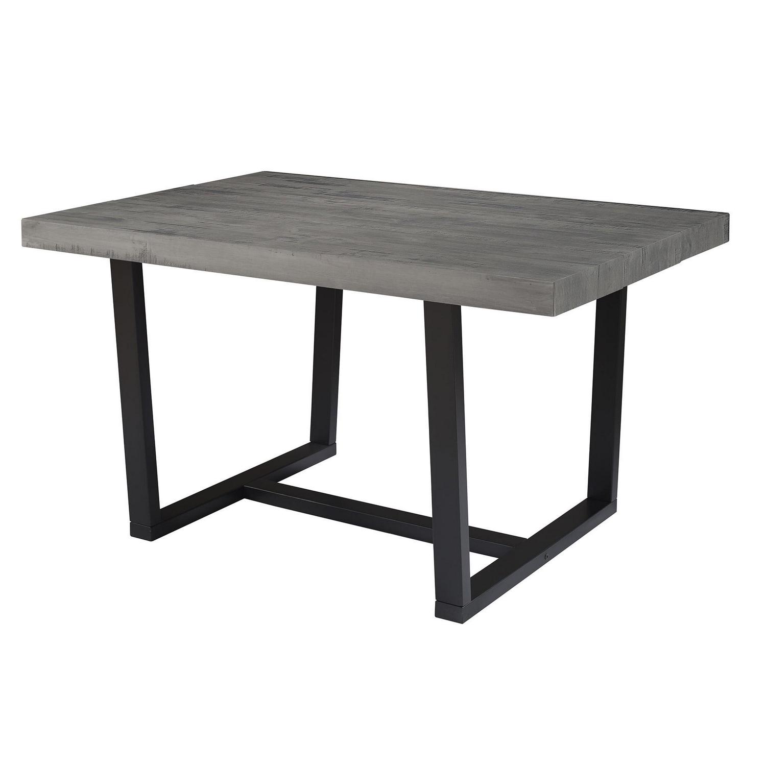 Walker Edison Rustic Distressed Solid Wood Dining Table, Grey - Image 5