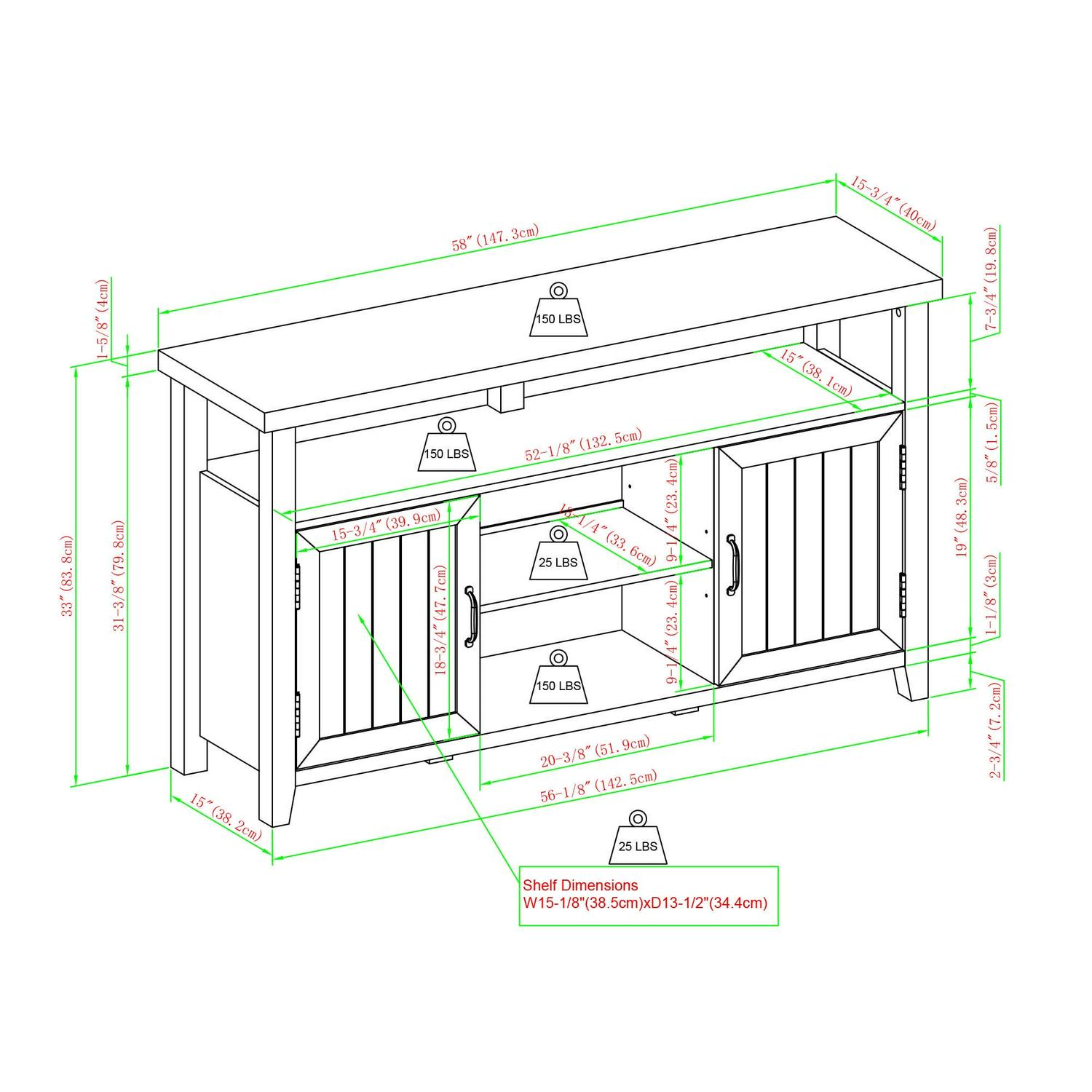 Walker Edison Farmhouse Tall TV Stand for TVs up to 65", Reclaimed Barnwood - Image 8