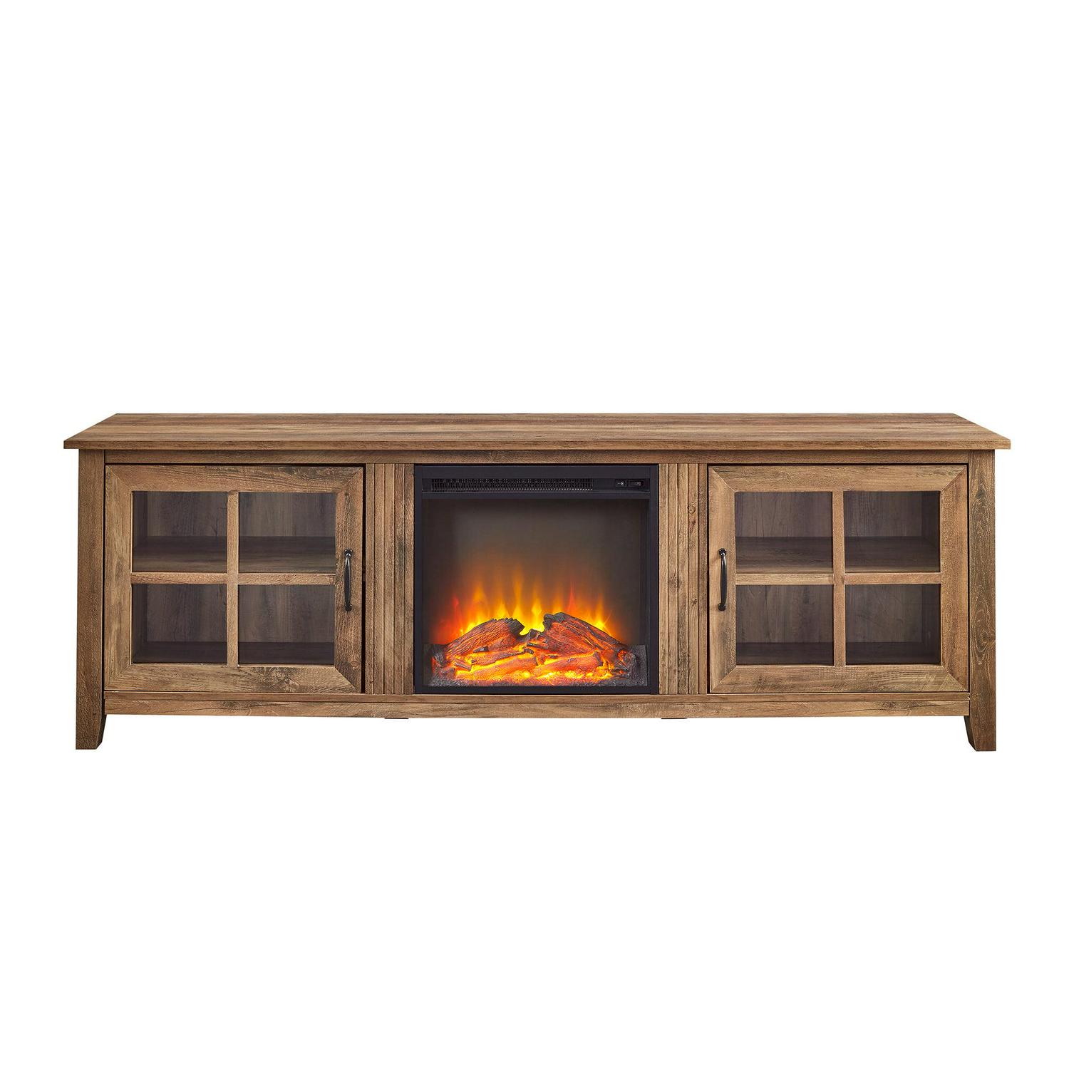 Walker Edison Farmhouse Fireplace TV Stand for TVs Up to 80", Reclaimed Barnwood - Image 4
