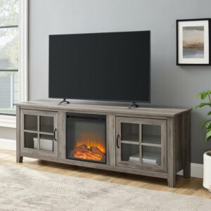 Walker Edison Farmhouse Fireplace TV Stand for TVs up to 80", Grey Wash