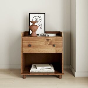 Walker Edison Mid Century Modern Tray Top Caramel Nightstand