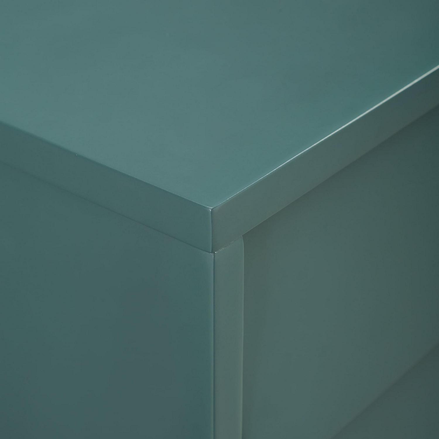 Walker Edison Mid Century modern Louvered Door Bar Cabinet, Dark Teal - Image 8