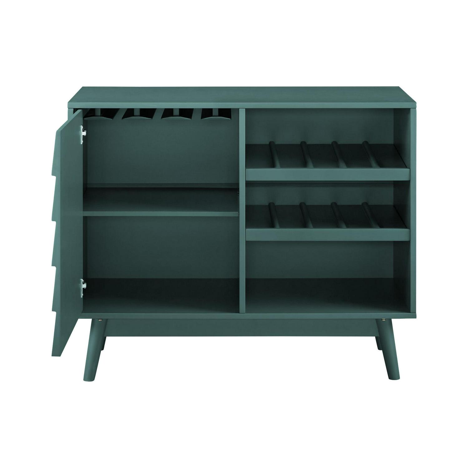 Walker Edison Mid Century modern Louvered Door Bar Cabinet, Dark Teal - Image 2