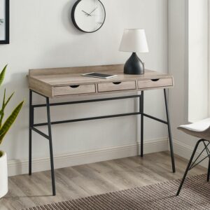 Walker Edison Modern 3-Drawer Desk, Grey Wash