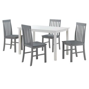 Walker Edison Modern 5-Piece Dining Set, White / Grey