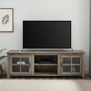 Walker Edison Modern Farmhouse TV Stand for TVs up to 80", Grey Wash