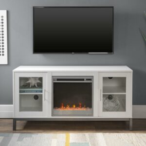 Walker Edison Modern Fireplace TV Stand for TVs up to 58", White