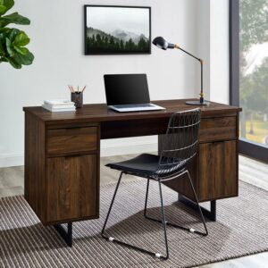 Walker Edison Cimarron Modern Dark Walnut Executive Desk