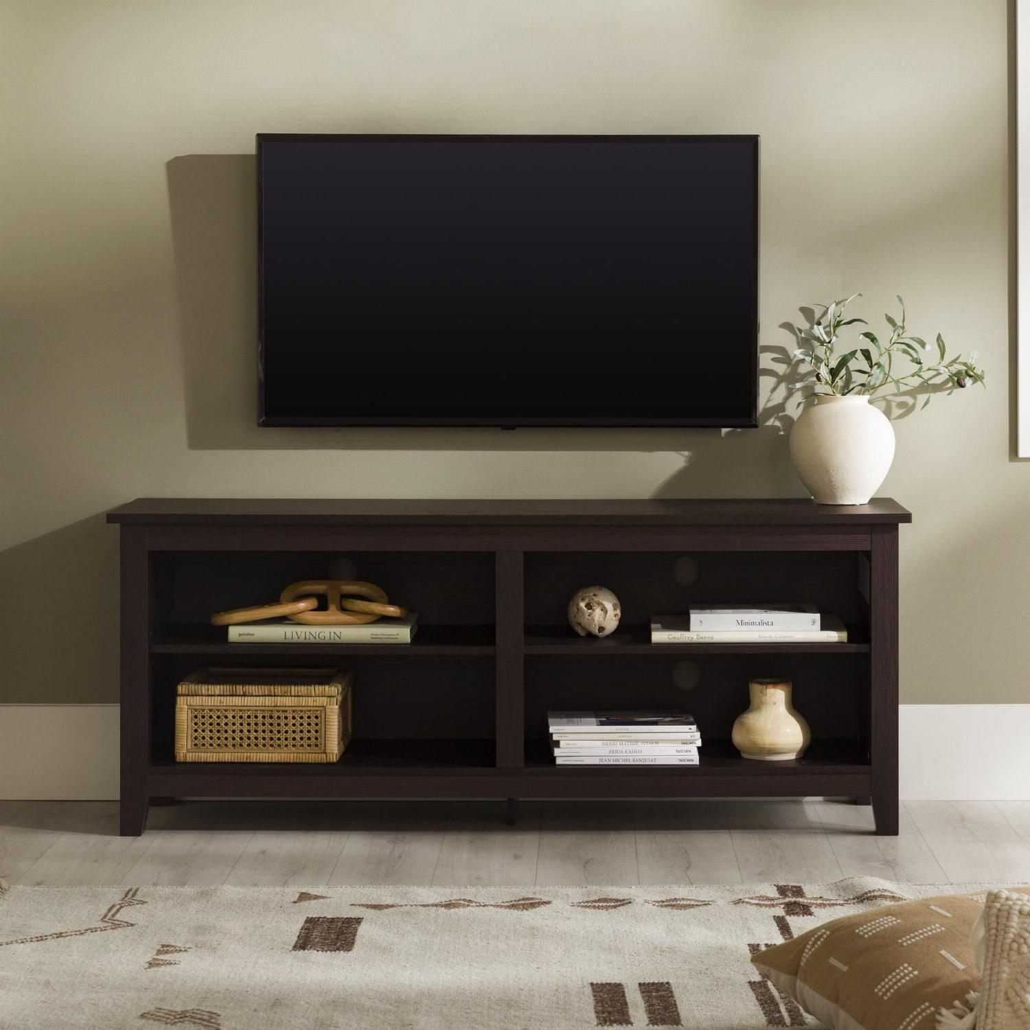 Walker Edison Open Storage TV Stand for TVs up to 65", Espresso - Image 12