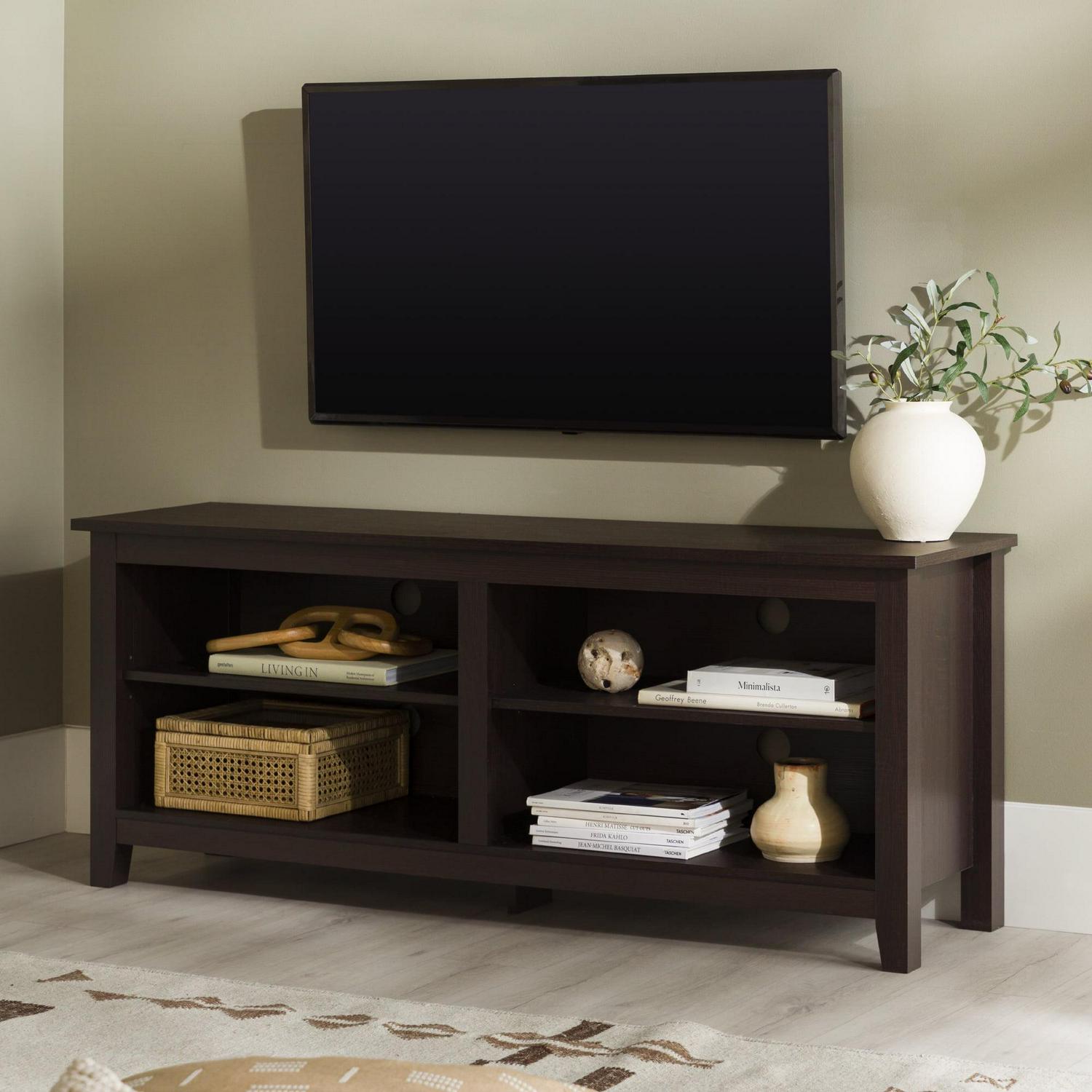 Walker Edison Open Storage TV Stand for TVs up to 65", Espresso - Image 8