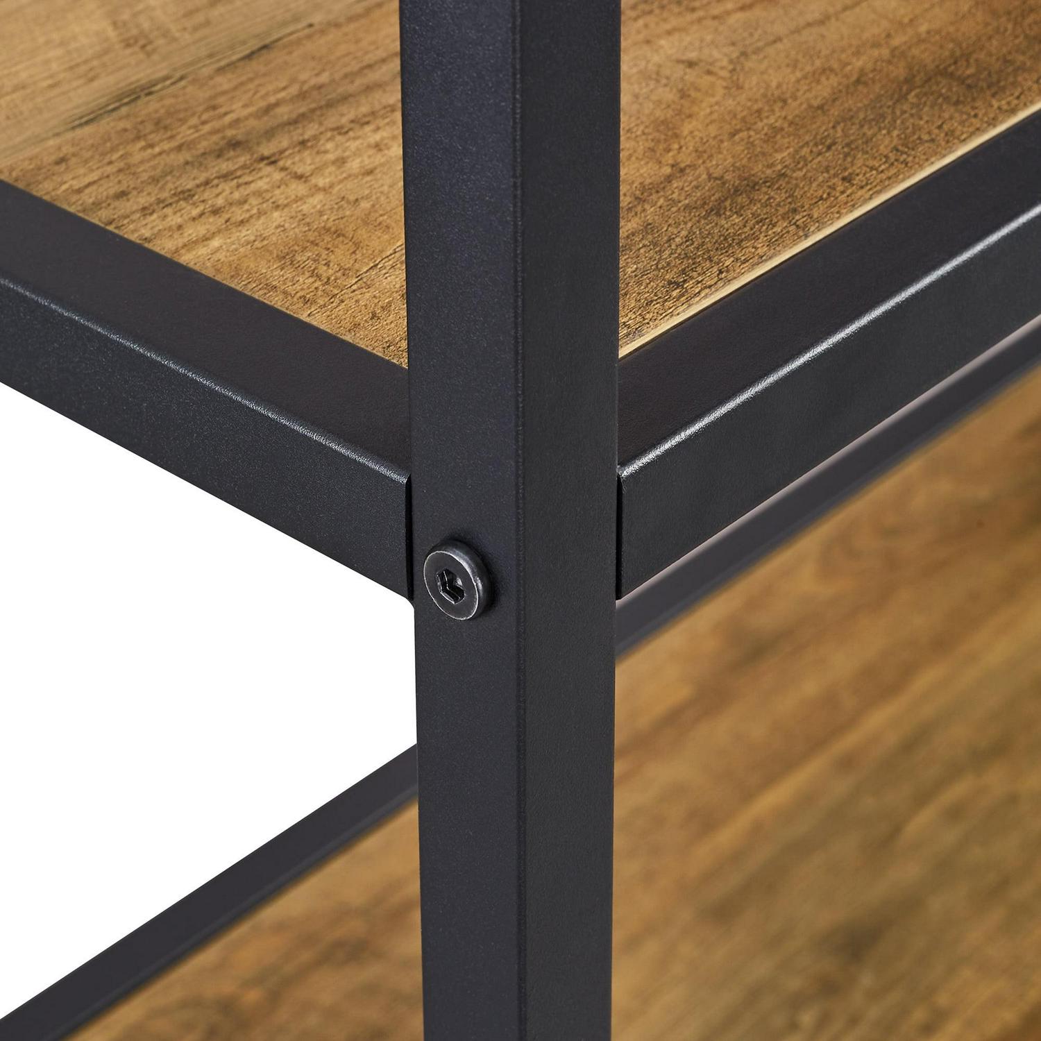 Walker Edison Rustic Metal and Media Bookcase, Reclaimed Barnwood - Image 8