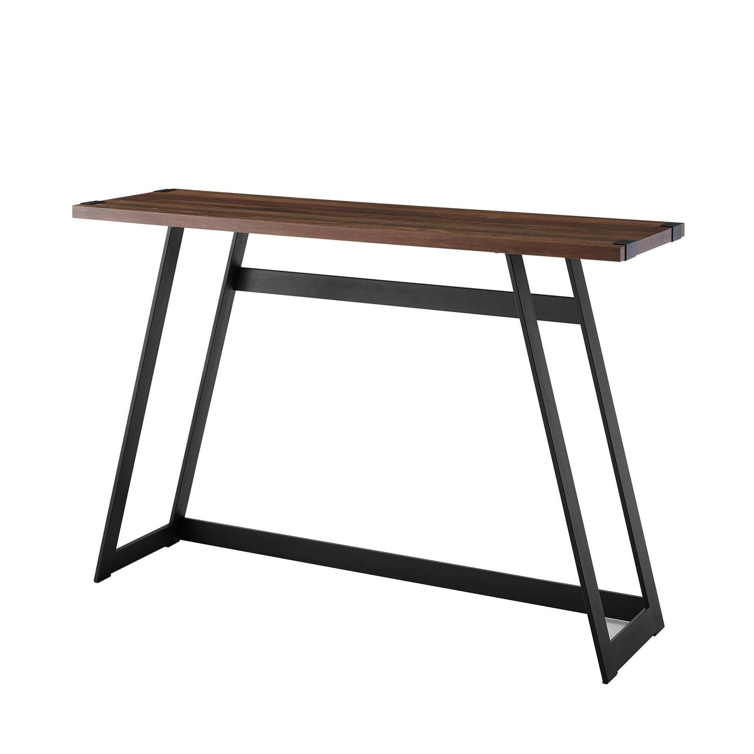 Walker Edison Rustic Wood and Metal Entryway Table, Dark Walnut - Image 2