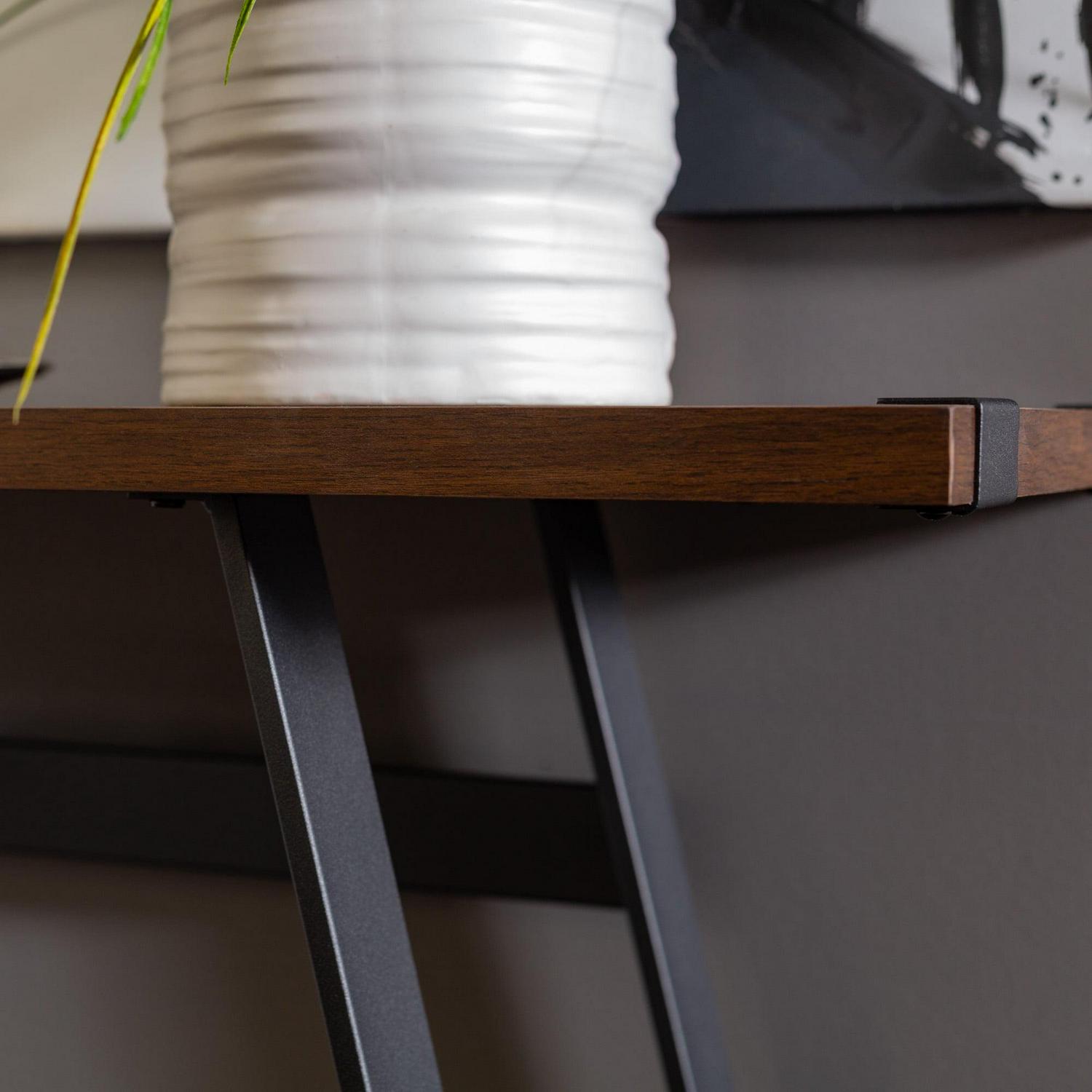 Walker Edison Rustic Wood and Metal Entryway Table, Dark Walnut - Image 5