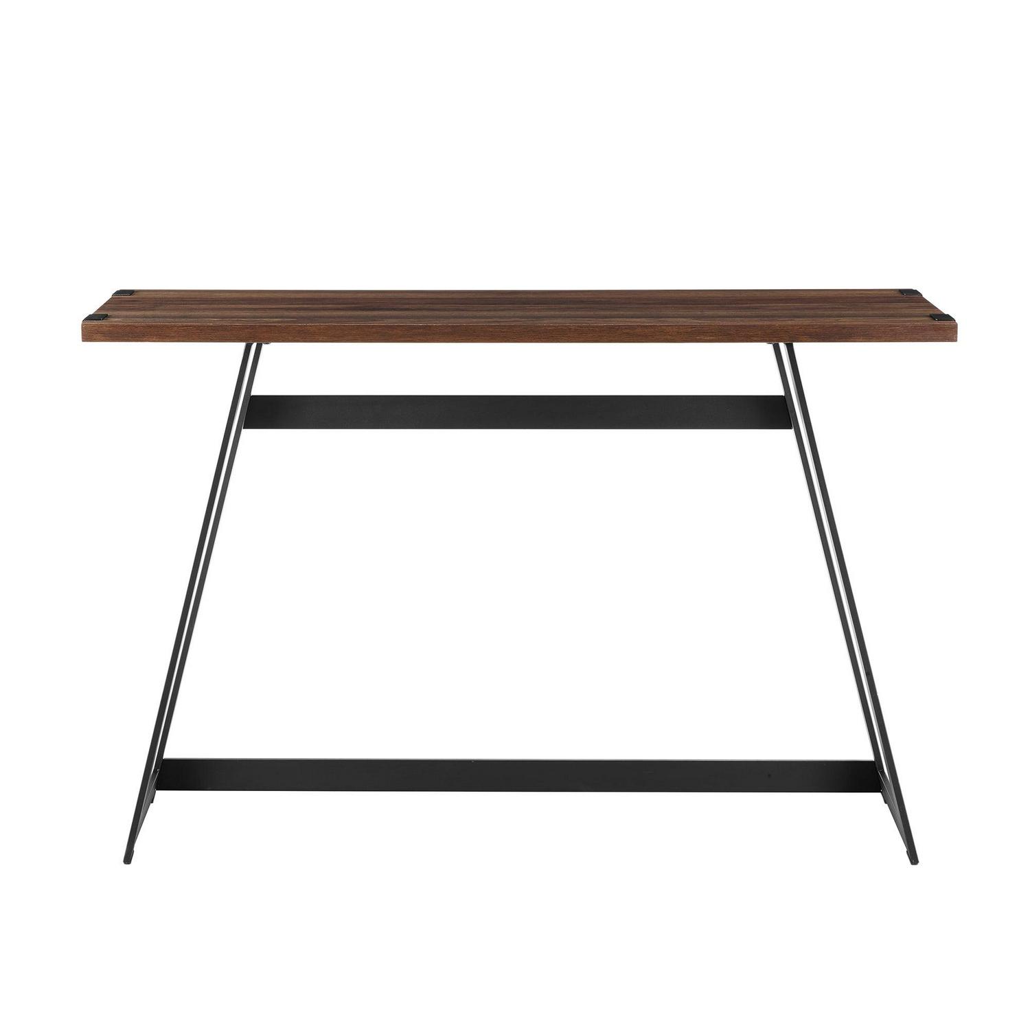 Walker Edison Rustic Wood and Metal Entryway Table, Dark Walnut - Image 3