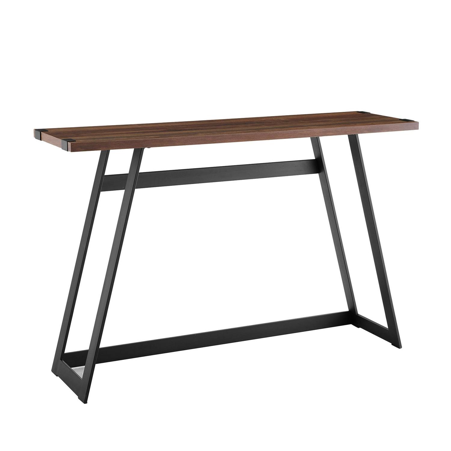 Walker Edison Rustic Wood and Metal Entryway Table, Dark Walnut - Image 8