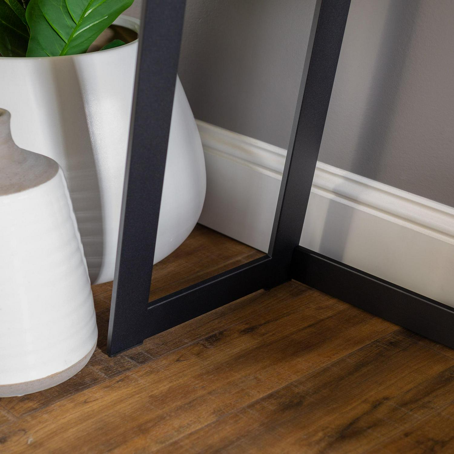 Walker Edison Rustic Wood and Metal Entryway Table, Dark Walnut - Image 11