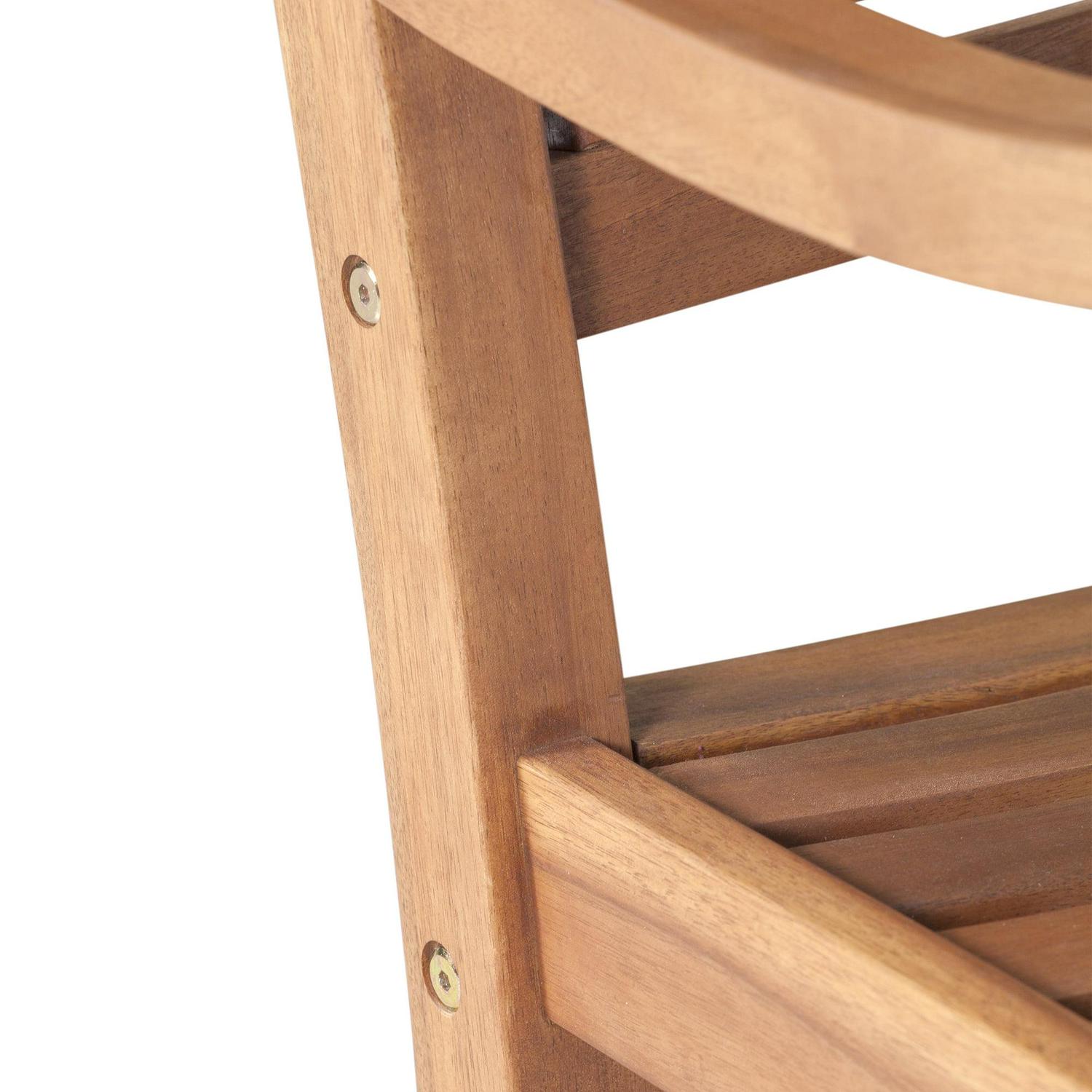 Walker Edison Solid Wood Outdoor Patio Rocking Chair, Brown - Image 5