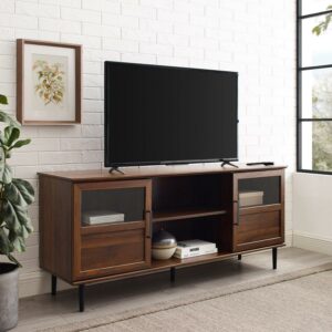 Walker Edison Split Panel Door TV Stand for TVs up to 64", Dark Walnut