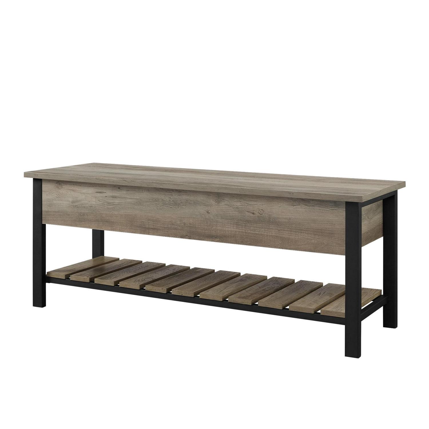 Walker Edison Storage Bench, Grey Wash - Image 8