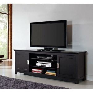 Walker Edison Traditional Sliding Door TV Stand for TVs up to 78" - Black