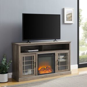 Walker Edison Traditional 2 Door Fireplace TV Stand for TVs up to 65", Grey Wash