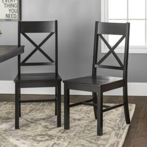 Walker Edison Traditional Wood Dining Chairs, Set of 2, Antique Black