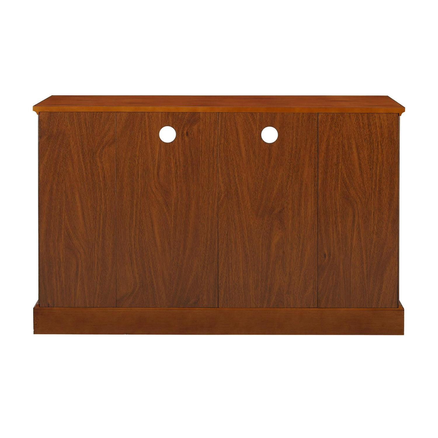 Walker Edison Transitional Highboy Glass Door Wood TV Stand, Rustic Brown - Image 7