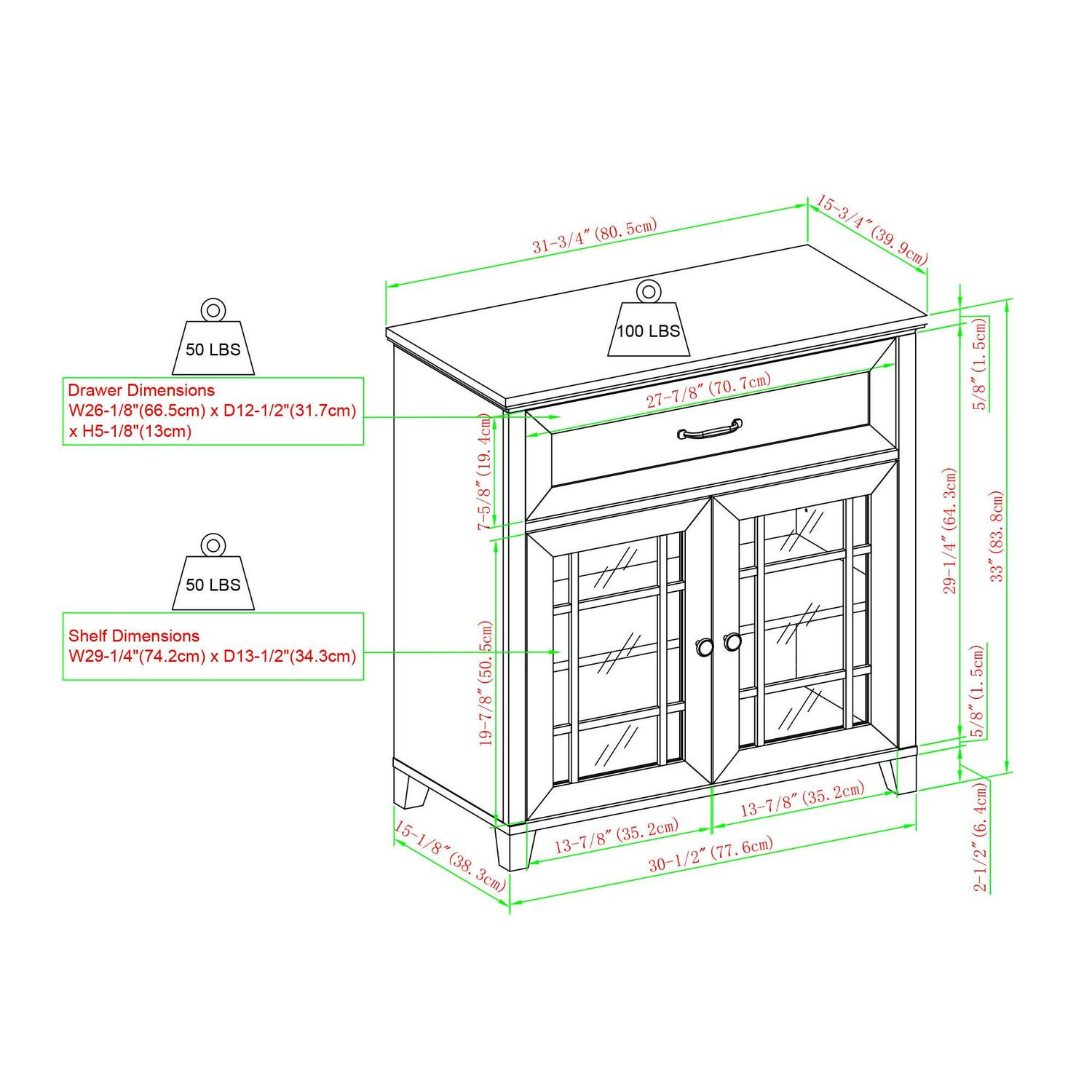 Walker Edison Transitional Glass Door Accent Cabinet, Dark Walnut - Image 9