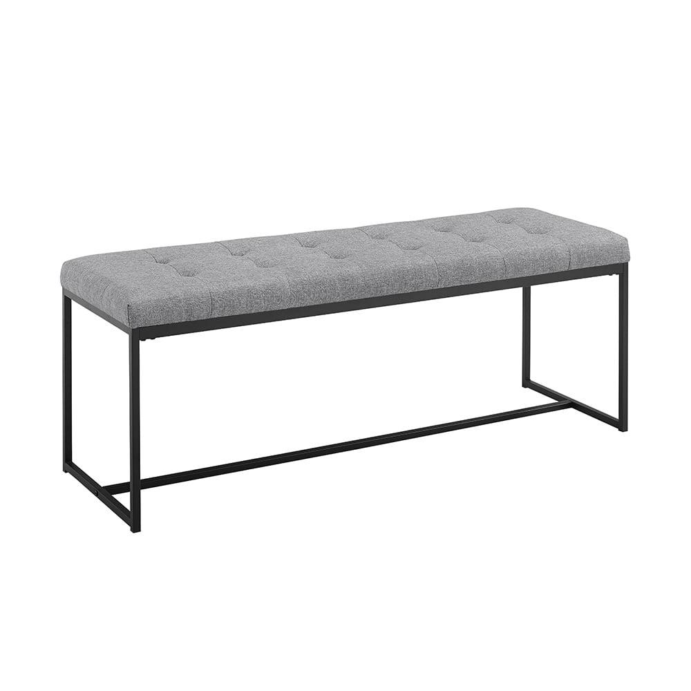 Walker Edison Transitional Tufted Entryway Bench, Grey - Image 7