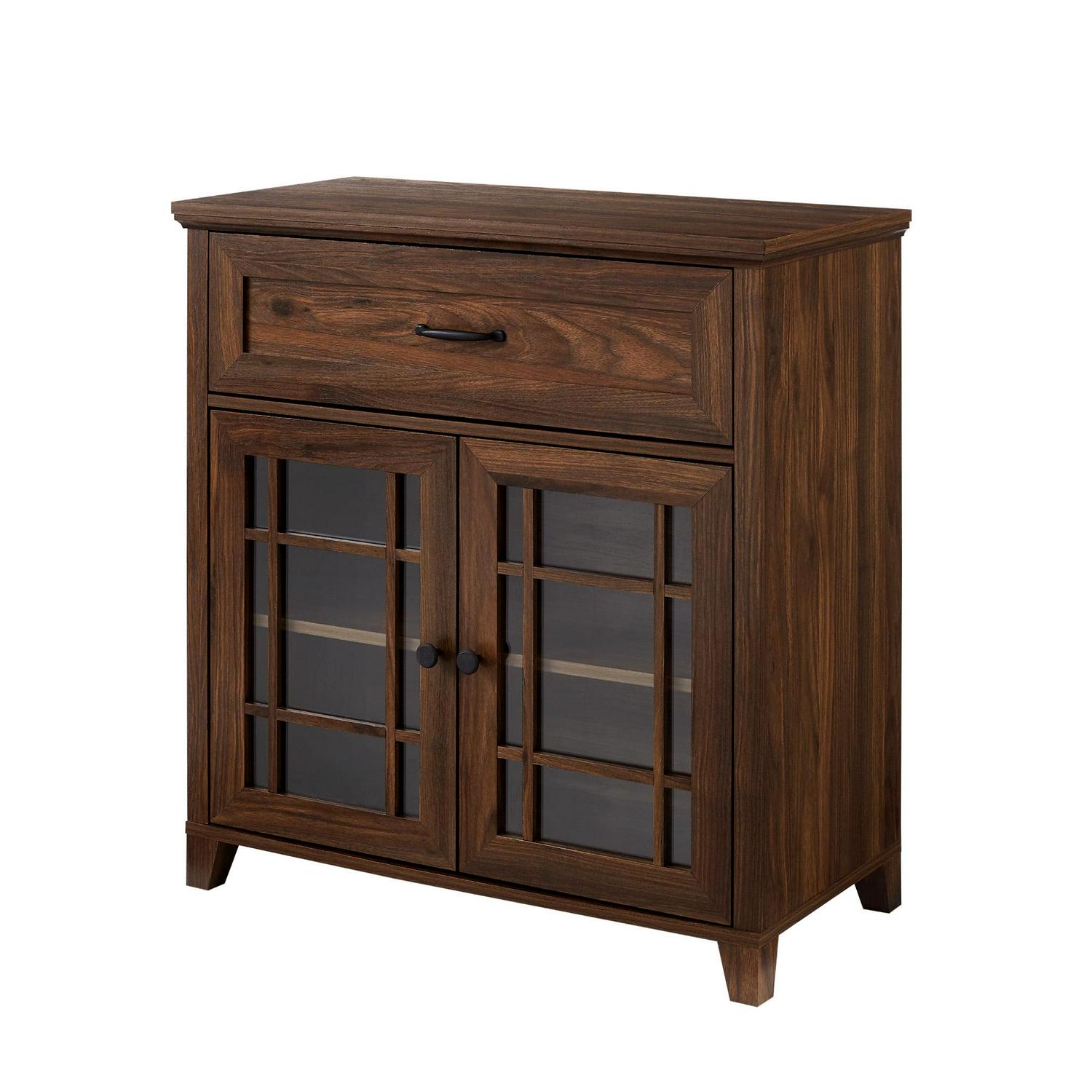 Walker Edison Transitional Glass Door Accent Cabinet, Dark Walnut - Image 6