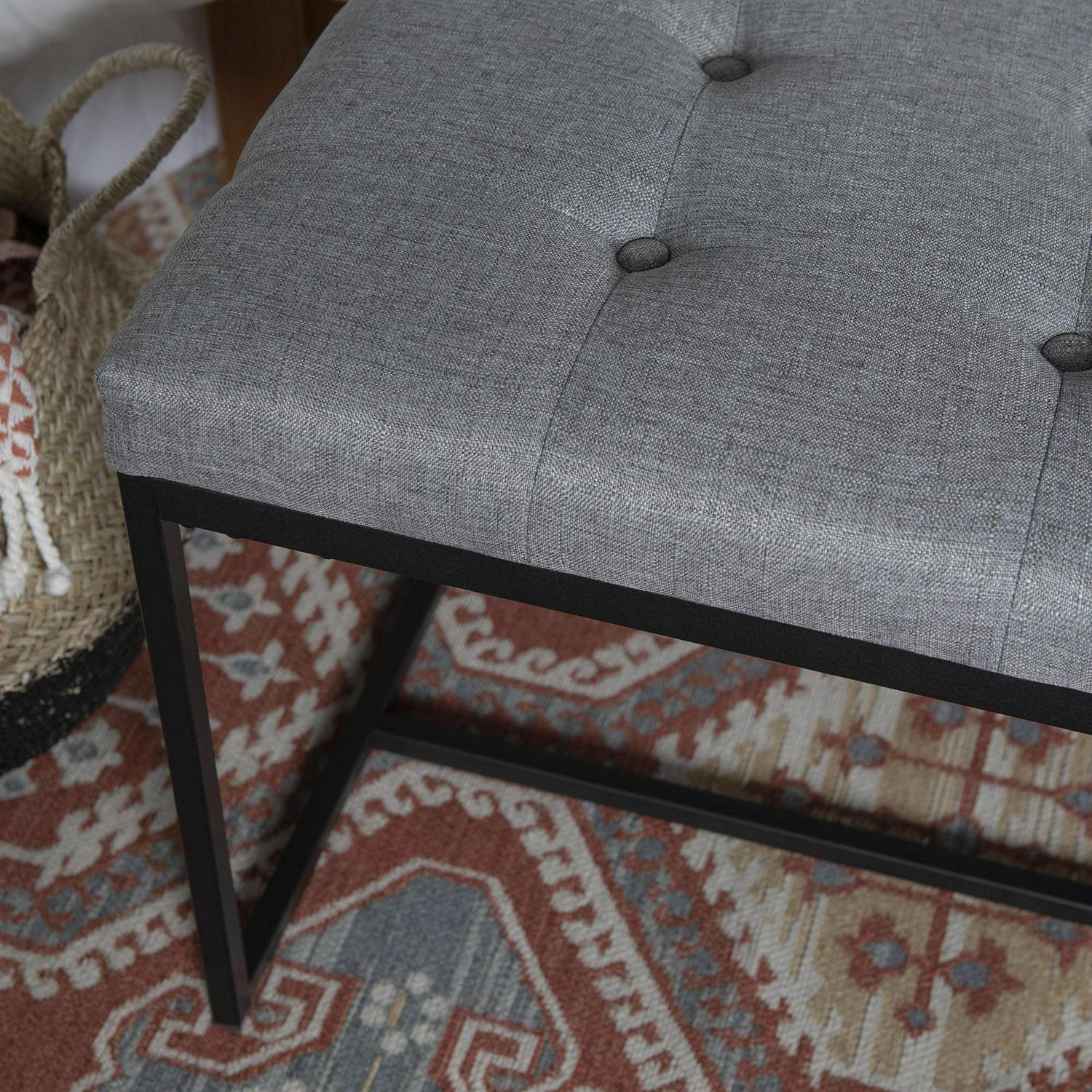 Walker Edison Transitional Tufted Entryway Bench, Grey - Image 4