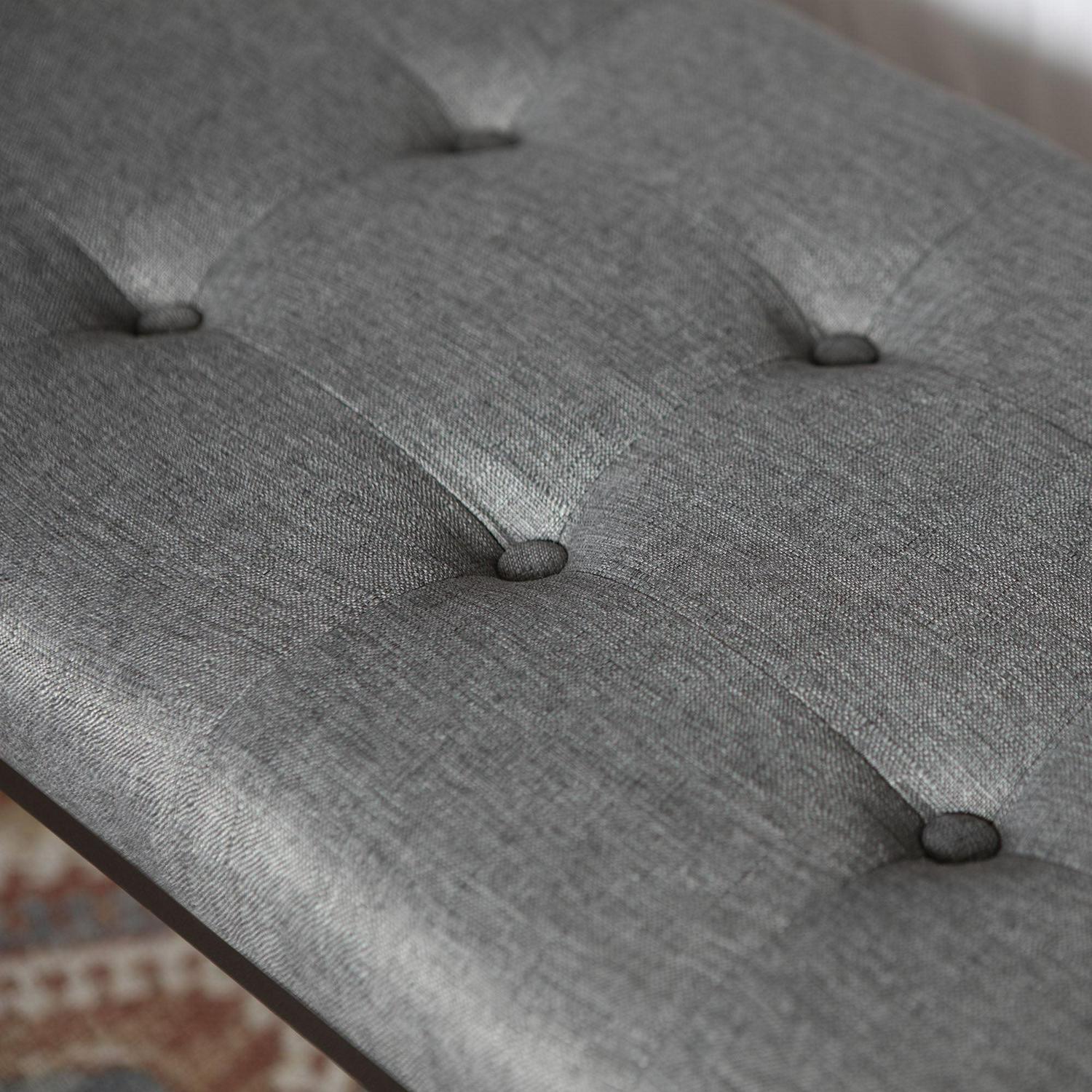 Walker Edison Transitional Tufted Entryway Bench, Grey - Image 6